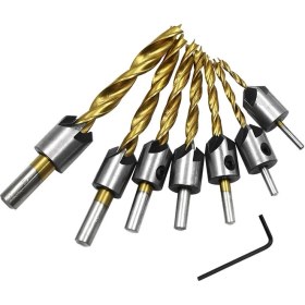 Resim Dtools 3MM-10MM 7 Adet Titanyum Kaplama Hss 5 Flüt Havşa Matkap Ucu Seti Marangozluk Oyucu Ağaç Işleme Pah Uç Freze Deliğı Ahşap (Yurt Dışından) 