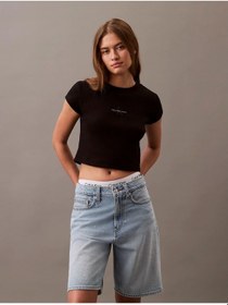 Resim Calvin Klein Kadın Siyah Monogram T-shirt Siyah 