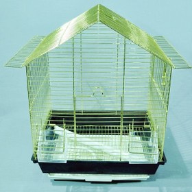 Resim Euro Gold Kuş Telli Üçgen Çatılı Kuş Kafesi Pirinç 34.5x28x45.5 Cm 