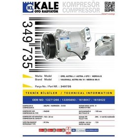 Resim KALE 349735 KLİMA KOMPRESÖRÜ ASTRA J-MERIVA 1.3CDTi-1.7CDTi 09- 