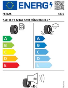 Resim Petlas 7.50-16 TT 121A6 12PR RÖMORK NB-37 Römork Lastiği (Üretim Tarihi:2025) 