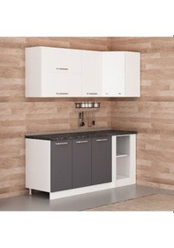 Resim Minar 185cm Köşe Mutfak Dolabı - Beyaz/antrasit K185-a3 