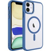 Resim Mobilzone iPhone 12 Uyumlu Wireless Şarj Özellikli Zore Krom Magsafe Silikon Kılıf-Lavendery Gray 