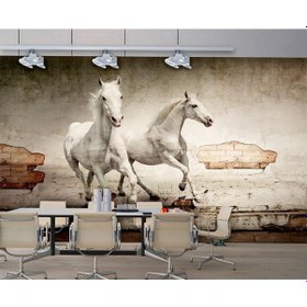 Resim Koşan Beyaz Atlar Duvar Kağıdı (361189186) 