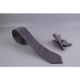 Resim Demfashion Özel Desenli Kravat Mendil Seti - Gri (533048113) Gri 