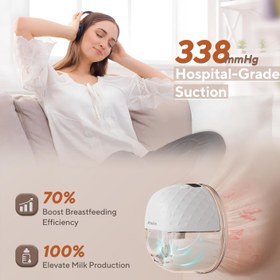 Resim Elektrikli Çift Göğüs Pompası, 338 mmHg Güçlü Emiş, 9 Seviye, LED Ekranlı 