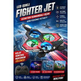 Resim Derin Stok LED Işıklı Oyuncak Drone Fighter Jet Tasarımlı Uzaktan Kumandalı Uçak 