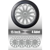 Resim Toyota Yaris Auris Verso 15" Inç Uyumlu 4 Adet 1 Takım Gri Kırılmaz Esnek Jant Kapağı 012 