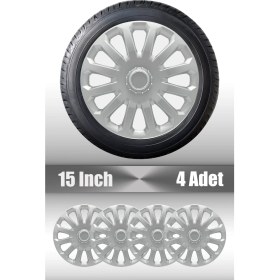 Resim Toyota Yaris Auris Verso 15" Inç Uyumlu 4 Adet 1 Takım Gri Kırılmaz Esnek Jant Kapağı 012 