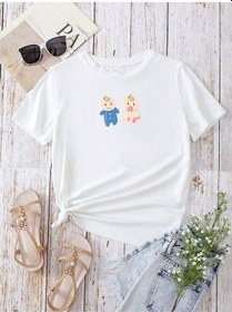 Resim Hamile Gebe T-shirt Çocuklar Baskılı - Beyaz Bisiklet Yaka Oversize Tişört 