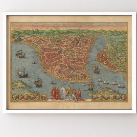 Resim epiqart 1572 İstanbul Haritası - Beyaz Çerçeve 