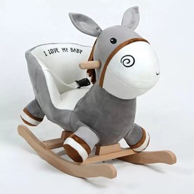 Resim Babyklas Ahşap Ayaklı Peluş Oyuncak Sallanan Eşek 