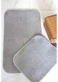 Resim Kaydırmaz Taban Banyo Paspası & Klozet Takımı 2li Takım 60 100 Cm 50 60 Cm Gri 