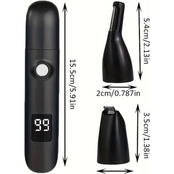 Honeybeeshop Siyah Erkek Kadın Elektrikli Burun Kılı Makinesi Kaş Düzeltici Usb Şarjlı Çok Fonksiyonlu