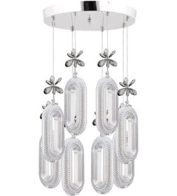 Resim İstanbul Avize Ala 8'li Gümüş Üç Renk Ledli Lüx Avize Gümüş 