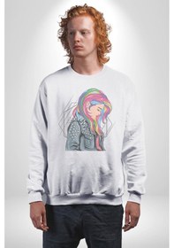 Resim Metal Müzik Çeket Unisex Beyaz Baskılı Sweatshirt Beyaz 