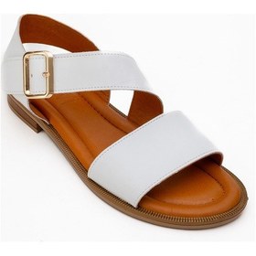 Resim Luvi Shoes Majesty Beyaz Cilt Hakiki Deri Kadın Sandalet Beyaz 