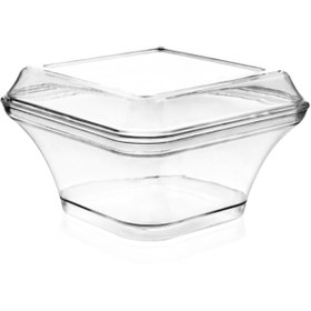 Resim Mayer Plastik 260 cc Asos Kare Kapaklı Kase (May 314 Takım) Paket 25 adet 