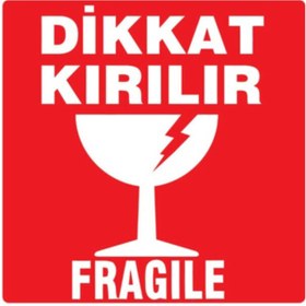 Resim On Roll Paper Kırmızı Dikkat Kırılır Etiketi 80x80 mm 250'li 6 Rulo 