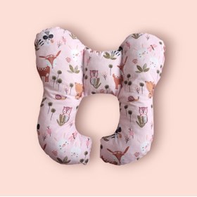 Resim Coco Dilek Pembe karışık hayvanlı bebek boyun yastığı,bebek seyehat yastığı,puset yastığı 