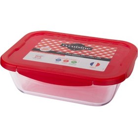 Resim Ocuisine Kırmızı Kare Cam Saklama Kabı 23x30 Cm 