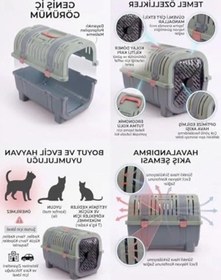 Resim Kedi Taşıma Çantası, Plastik Kilitli Havalı Taşıma Kabı 