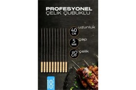 Resim TKÇ Çelik Şiş Çubuğu - Mangal Şişi Ahşap Saplı Kebap Şişi 18 Adet 721986 