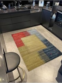 Resim rugs modern Çok Renkli Köşe Soyut Kare Bölme Desenli Kreatif Modern Dekoratif Halı 2326, 80 x 240 