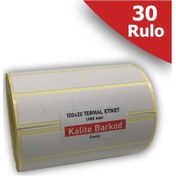 Resim 100X20 Termal Etiket 30 Rulo Barkod Etiketi Kalite Barkod 