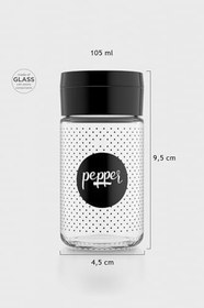 Resim Renga Dorian Papper Desenli 105 ml Siyah Kapaklı Cam Tuzluk 122007 