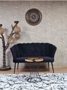 Resim ZAFİR İkili Papatya Çay Seti Koltuk Siyah Boyalı Sivriltme Ayak, Balkon, Salon, Ofis, Koltuk Takımı 