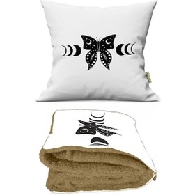 Resim Zodyak Kelebek Desenli İç Dolgusu Battaniyeli Araç İçi Opsiyonel 