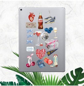Resim Blue Vintage Retro Sticker Seti, Çıkartma, Ajanda Bujo Scrapbook Kolaj Etiket Bullet Journal Diğer 