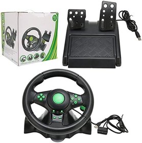 Resim PC Yarış Direksiyonu, 360 için Pedallı 180 Derece Evrensel Usb Araba Sim Yarış Direksiyon, için, için, PC 