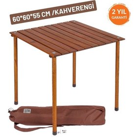 Resim Bag The Joy 60 x 60 x 55 CM Ahşap Katlanır Kamp Masası - Kahverengi 
