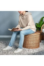Resim IKEA Tolkning Rattan El Yapımı Saklama Gözlü Puf 