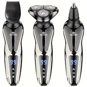 Resim Xuweiwei Erkekler Icin Grafit Rengi Elektrikli Tiras Makinesi 3lu 1 Arada Doner Bicak Usb Sarj Edilebilir 600mah Pil 3d Kesici Kafa Led Ekran Erkek Bakim Hediyesi 