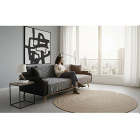 Resim Jakarlı Koltuk Örtüsü 170x220 Cm/ Kaymaz, Şık, Dayanıklı Antrasit 
