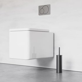 Resim Paslanmaz Çelik Mat Siyah Wc Fırçası, 304 Kalite Tuvalet Fırçası, Yıkanabilir Ömür Boyu Kullanım 