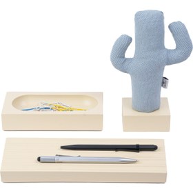 Resim Kayigo Woody Krem Üçlü Ofis Seti - Mavi Cactus 