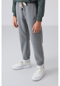 Resim Tommylife Tommy Life Gri Melanj Pamuklu Kalın İçi Tüylü Yumuşak Dokulu Standart Fit Baskılı Erkek Çocuk Eşofman Alt - 11 Gri Melanj 
