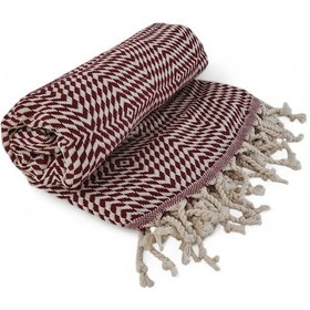 Resim Peştemal Sık Dokuma Nar Çiçeği Bordo Bordo 