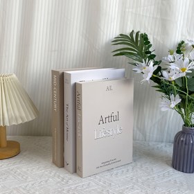 Resim 3 Adet Kağıt Sahte Kitap Seti - Ev Masa Dekoru Estetik Kitaplar - Kahve Masası Kitap Dekoru - Dekorasyon İçin Sahte Kitaplar - Yatak Odası Kitaplık Dekoru 
