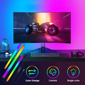 Resim RGB Ambient Creative Smart Light, RGB Phosphorescent Ekran Işığı, USB Güçlü, Ofis Oyunları ve Show Case Dekoratif Canlı Aydınlatma Seti için 4 Tuşlu USB Kablolu Karartma Renk Modu ile 3'ü 1 Arada 24 İnç Ekran 
