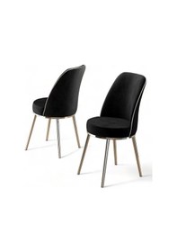 Resim Canisa Pefa Serisi 4 Adet Siyah Mutfak Sandalyesi Krom Kaplama Metal Ayak 1. Sınıf Babyface Kumaş Sandalye Siyah Ayaklar Krom 