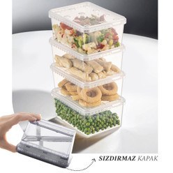 Resim 4'lü 1,5 Litre Block Buzdolabı Ve Derin Dondurucu Sızdırmaz Saklama Kabı Şeffaf 