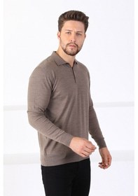 Resim Ferraro K.Bej Polo Yaka Superfine Erkek Triko Kazak Bej 