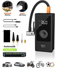 Resim 7GO 7A3 Hava Pompası & Powerbank | 150 PSI Ultra Basınç, LED Işıklı, LCD Ekranlı, 4000mAh Taşınabili 