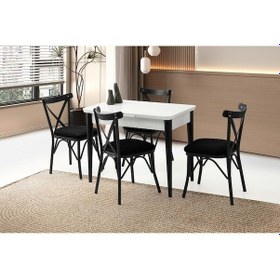 Resim Mobilgen 4 Adet Çapraz Sandalye 100+25 Kelebek Tekno kenar HG Açılabilir Masa Takımı 