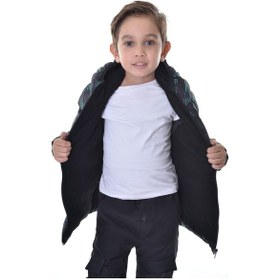 Resim First Steps Erkek Çocuk Siyah Yeşil Dijital Desen İçi Polar Su Ve Rüzgar Geçirmez Kapüşonlu Şişme Kışlık Mont Siyah - Yeşil 